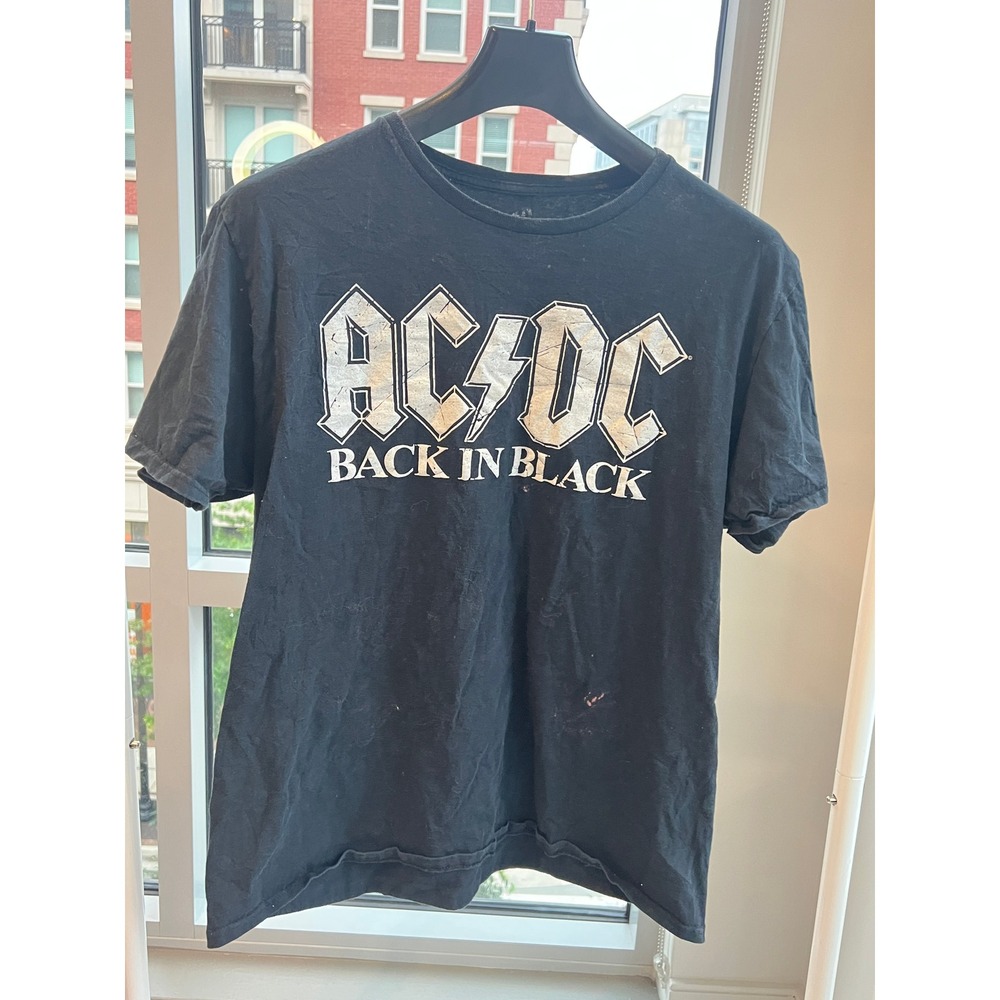 ACDC Back In Black Graphic T-Shirt Mens XL Black Rock Band Short Sleeve Tee